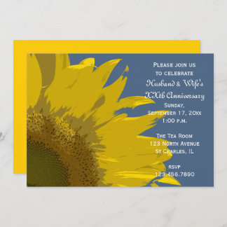 Sunflower Print Wedding Anniversary Party Invitation