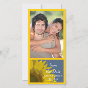 Sunflower Print Wedding Save the Date Photo Card