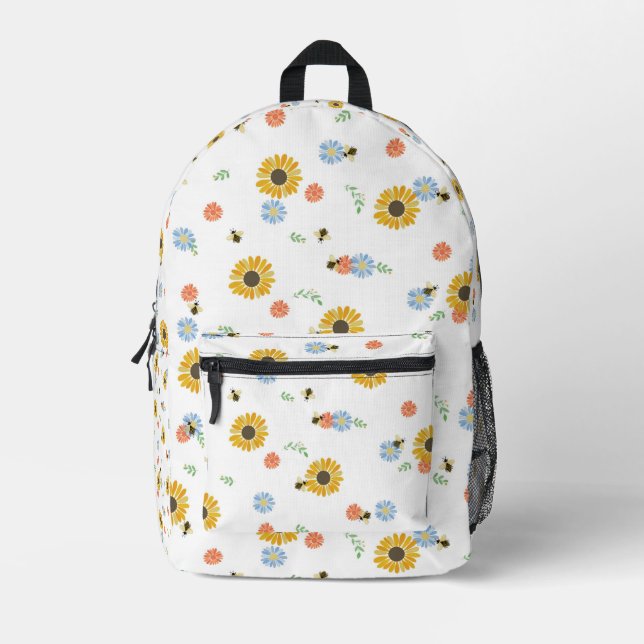 sunflower printed backpack (Front)