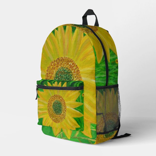 Sunflower  printed backpack (Back Corner Right)