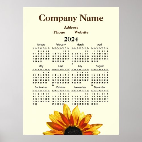 Sunflower Promotional Company 2024 Calendar Poster