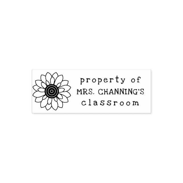 Sunflower Property of Teacher Self-inking Stamp (Design)