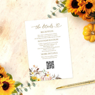 Sunflower Pumpkin Autumn Wedding Details Card
