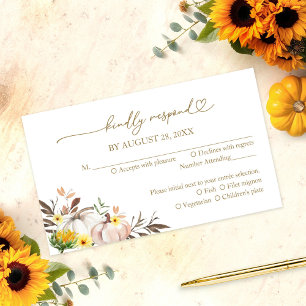 Sunflower Pumpkin Autumn Wedding RSVP Enclosure Card