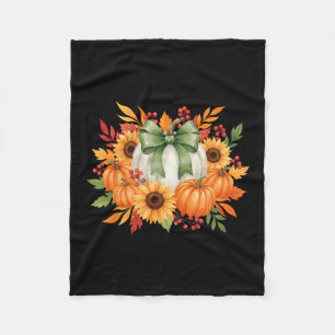 Sunflower Pumpkin Bouquet Fall Thanksgiving Autumn Fleece Blanket