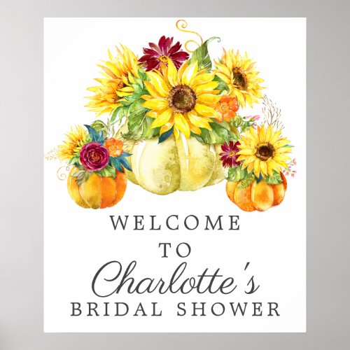 Sunflower Pumpkin Bridal Shower Welcome Sign