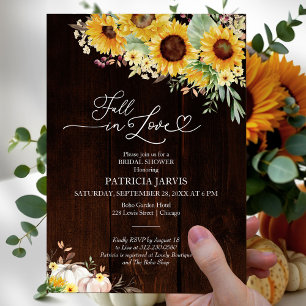 Sunflower Pumpkin Budget Bridal Shower Invitation Flyer