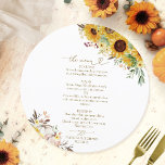 Sunflower Pumpkin Circle Wedding Menu Card<br><div class="desc">Create an elegant and timeless fall-themed wedding suite that effortlessly reflects your style with personalized details.</div>
