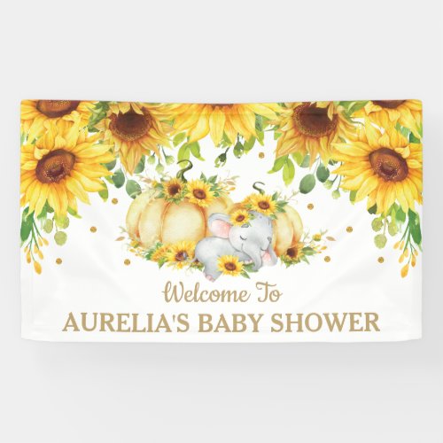 Sunflower Pumpkin Elephant Shower Welcome Backdrop Banner