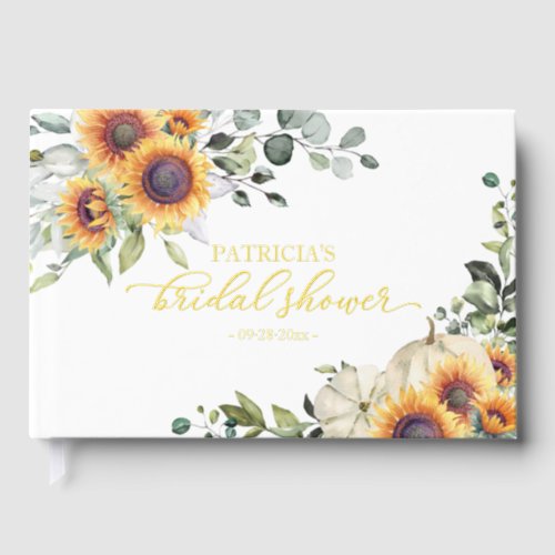 Sunflower Pumpkin Fall Bridal Shower Foil Guest Book