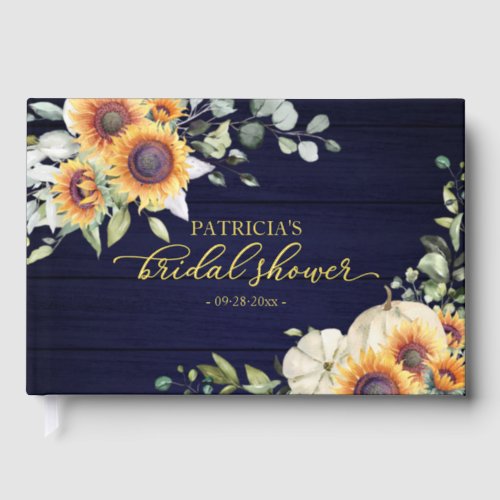 Sunflower Pumpkin Fall Bridal Shower Foil Guest Book