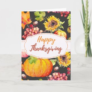 Sunflower Pumpkin Fall Harvest Thanksgiving Card