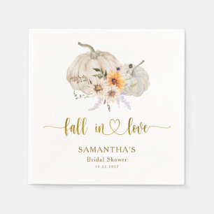 Sunflower Pumpkin Fall in Love Bridal Shower Napkins