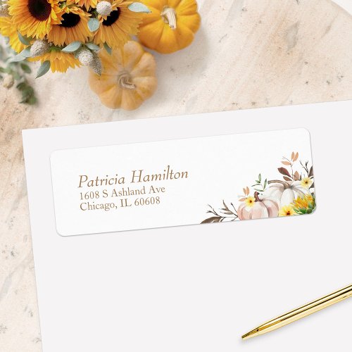 Sunflower Pumpkin Fall Wedding Label