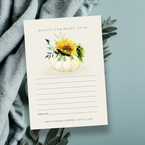 Sunflower Pumpkin Flora Advise for Mum Baby Shower Enclosure Card