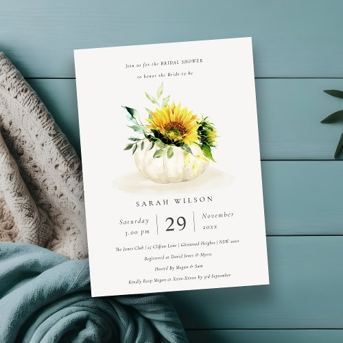 Sunflower Pumpkin Floral Bridal Shower Invite