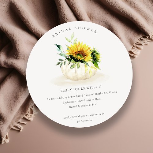 Sunflower Pumpkin Floral Bridal Shower Invite