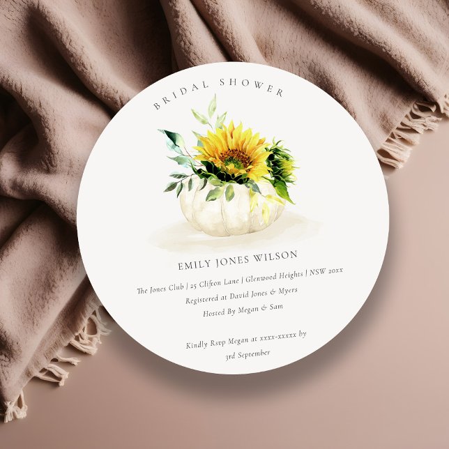 Sunflower Pumpkin Floral Bridal Shower Invite (Creator Uploaded)