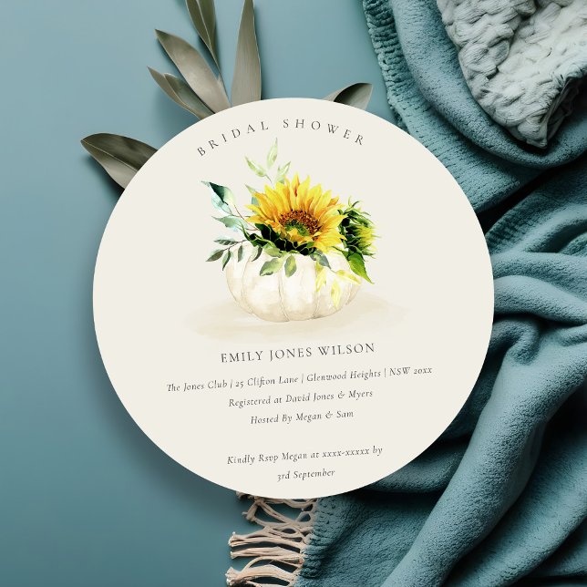 Sunflower Pumpkin Floral Bridal Shower Invite (Creator Uploaded)