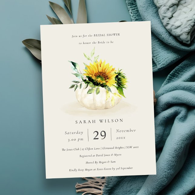 Sunflower Pumpkin Floral Bridal Shower Invite (Creator Uploaded)