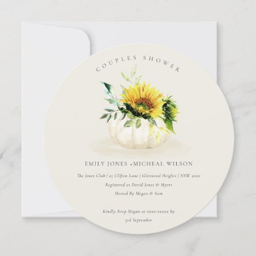 Sunflower Pumpkin Floral Couples Shower Invite