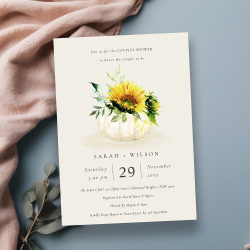 Sunflower Pumpkin Floral Couples Shower Invite