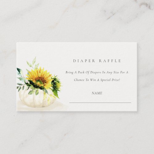 Sunflower Pumpkin Floral Diaper Raffle Baby Shower Enclosure Card