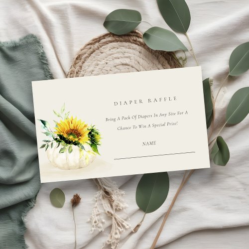 Sunflower Pumpkin Floral Diaper Raffle Baby Shower Enclosure Card