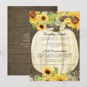 Sunflower Pumpkin Floral Fall Wedding Details Enclosure Card