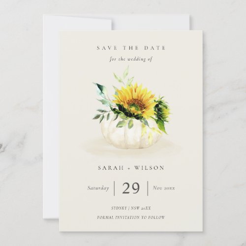 Sunflower Pumpkin Floral Save the Date Invite