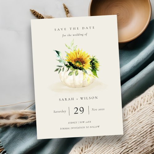 Sunflower Pumpkin Floral Save the Date Invite