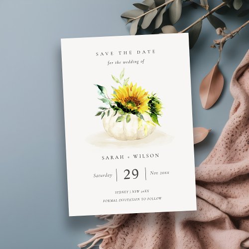 Sunflower Pumpkin Floral Save the Date Invite