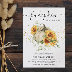 Sunflower Pumpkin Gender Neutral Baby Shower Invitation