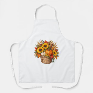 Sunflower Pumpkin Harvest Basket Thanksgiving Apron
