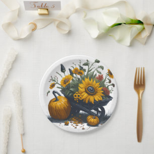 Sunflower & Pumpkin Paper Plates