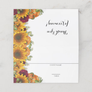 Sunflower, Pumpkin & Roses Place Cards