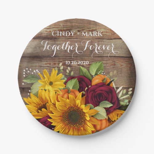 Sunflower Pumpkin  Roses Wedding Party Plates