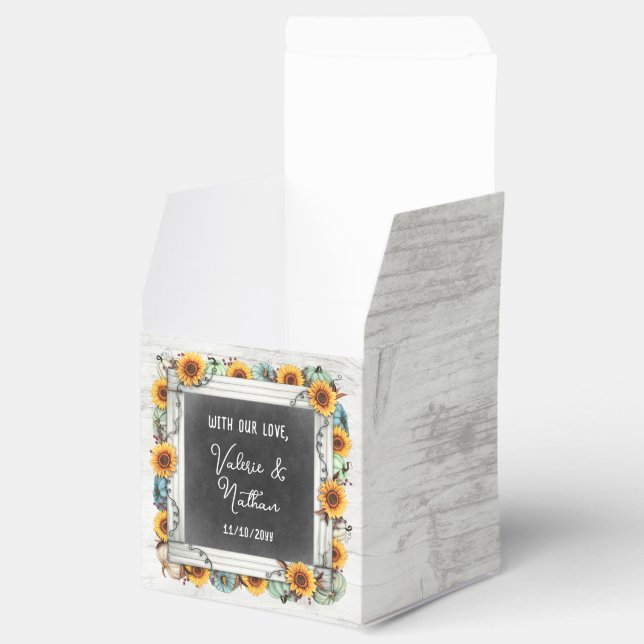 Sunflower Pumpkin Rustic Country Fall Farm Wedding Favor Boxes (Opened)