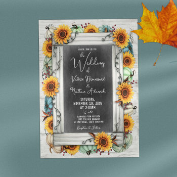 Sunflower Pumpkin Rustic Country Fall Farm Wedding Invitation by CyanSkyCelebrations at Zazzle