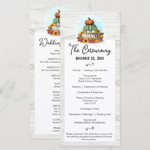 Sunflower Pumpkin Rustic Country Fall Farm Wedding Program
