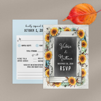 Sunflower Pumpkin Rustic Country Farm Fall Wedding Rsvp Card by CyanSkyCelebrations at Zazzle