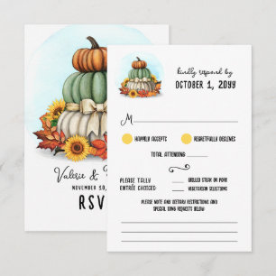 Sunflower Pumpkin Rustic Country Farm Fall Wedding RSVP Card