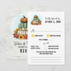 Sunflower Pumpkin Rustic Country Farm Fall Wedding RSVP Card