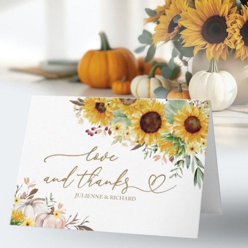 Sunflower Pumpkin Wedding Thank You Card