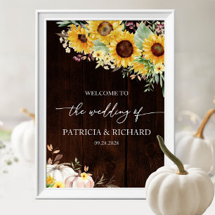 Sunflower Pumpkin Wedding Welcome Poster