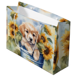 Sunflower Puppy Large Gift Bag