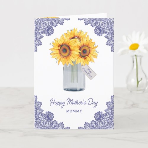 Sunflower Purple Best Mom Ever Photo Mothers Day Card