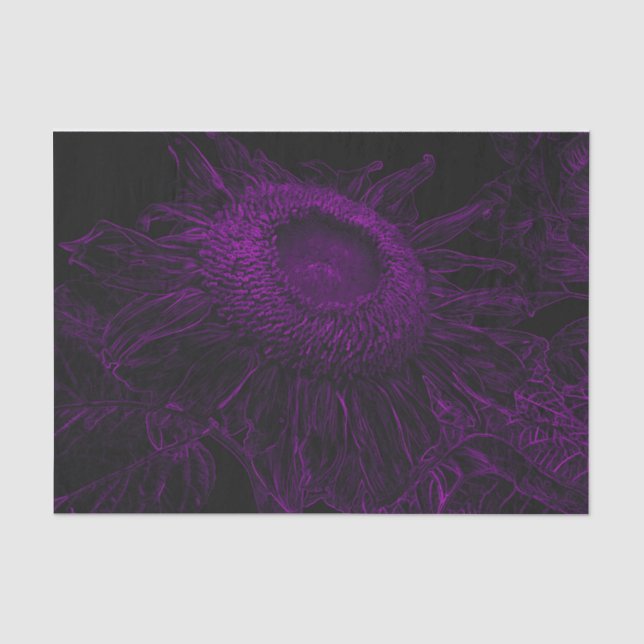 Sunflower Purple Black Floral Art Decoupage Tissue Paper (Front)