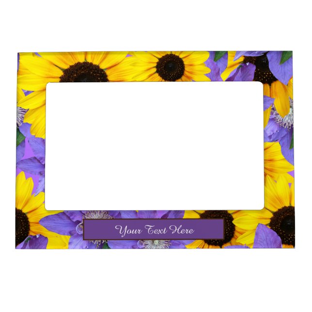 Sunflower & Purple Floral Custom Magnetic Frame (Front)