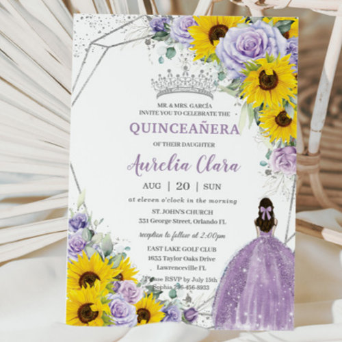 Sunflower Purple Floral Princess Gown Quinceañera